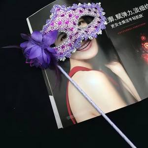 Masque vénitien en dentelle avec bâton, plume <span class=keywords><strong>de</strong></span> <span class=keywords><strong>Venise</strong></span>, fleur, mariage, <span class=keywords><strong>carnaval</strong></span>, fête, costume <span class=keywords><strong>de</strong></span> scène, masque <span class=keywords><strong>de</strong></span> mode pour femme, mascarade - Product Image 6