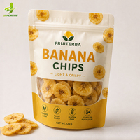 Op maat gedrukte eetbare bananenchips verpakkingen, recycleerbare PE Mylar zakken, hersluitbare staande pouch voor het bewaren van snacks