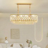 Lustre contemporain de luxe à LED, forme ovale, en fer, avec accents en cristal, hauteur réglable, pour salle à manger, chambre à coucher
