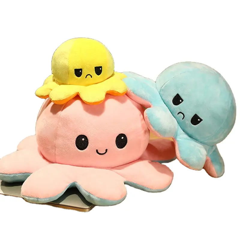 Allogogo pulpo juguete de peluche lindo pulpo océano Animal doble cara Flip Reversible pulpo de peluche para regalo de chico