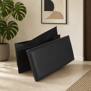 Panca Contenitore Pieghevole Moderna in Ecopelle, Pouf Pieghevole per Soggiorno e Contenitore per Scarpe da Ingresso - Product Image 1