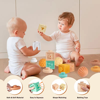 6 in 1 Early Education Box Montessori Holz spielzeug Tissue Box Rain Stick Spinning Drum für Baby 12-36 Monate