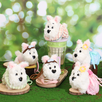 Porte-clés en peluche chien Westie blanc mignon avec chemise à carreaux verts et sangle en corde, rembourrage en coton PP, 12 cm, unisexe, cadeau de fête, décoration