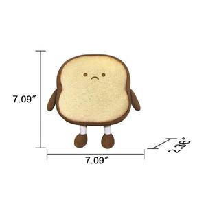 7144 divertido lindo peluche tostada pan comida almohada juguetes suaves regalo para niños adultos infeliz emoticon relleno pan juguetes de peluche - Product Image 2
