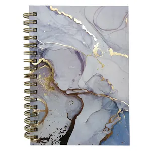 A5 Desain Kustom Buku Catatan Putar Terikat dengan Foil Emas Desain Marmer Notebook HardCover