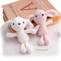 Porte-clés Lapin en Peluche Mignon Bouclé, Mini Lapin en Peluche à Longues Oreilles, Breloque de Sac, Porte-clés Animal en Peluche Doux, Vente en Gros pour Cadeau Enfant