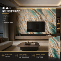 Panneau mural en PVC brillant MORLENX vert émeraude or blanc onyx marbre UV pour la décoration de villas et d'hôtels de luxe