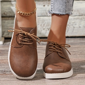 New Lace-Up Thick Sole Casual Sneakers for <b>Women</b> Plus Size Retro Round Toe Sport Shoes - Product Image 3