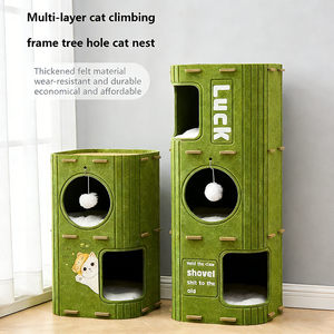 Multi-Level Enclosed Cat Condo with Climbing Tower, Scratch-Resistant Felt Cat <b>House</b> for Multiple Cats - Product Image 1