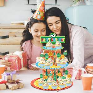 Exhibidor <span class=keywords><strong>de</strong></span> Cupcakes <span class=keywords><strong>de</strong></span> Tres Niveles con Diseño <span class=keywords><strong>de</strong></span> Dibujos Animados y 12 Adornos para Cupcakes, Suministros para Fiestas <span class=keywords><strong>de</strong></span> Cumpleaños Infantiles - Product Image 3
