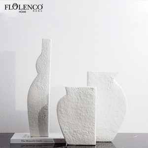 Moderna casa de objetos de tabla acento jarrones decoración de <span class=keywords><strong>blanco</strong></span> de cerámica jarrón para flores artificiales - Product Image 4