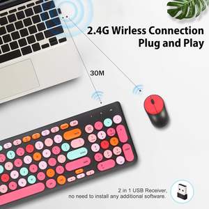 GUKJOB – Combo clavier et souris sans fil, 2.4GHz, USB, style machine à écrire rétro, pour ordinateur portable, portable, anglais, 1 piles AA - Product Image 2