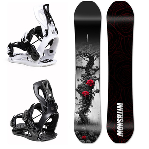 Conjunto De Snowboard De Dos Piezas Con Fijaciones De Ajuste Rápido Para Adultos Hombres Y Mujeres, Tabla Plana Todoterreno De Madera Para Deportes De Invierno - Product Image 1