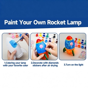 Lámpara de Noche 3D DIY con Diseño de Cohete Espacial y Astronauta, Iluminación Cálida para Dormitorio, Decoración del Hogar - Product Image 2