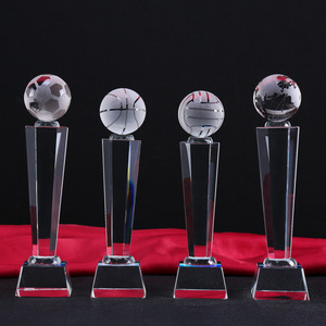 Wholesale Customized Various Spherical Crystal Glass Trophies Laser Engraved Basketball Awards-Other Crystal Crafts