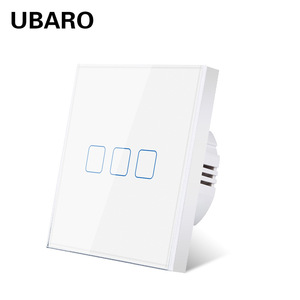 UBARO Touch <b>Switch</b> Panel 3 Way With Tempered Glass For Wall Installation - Product Image 1