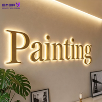 Lettres LED 3D en acier inoxydable sur mesure de haute qualité avec éclairage halo inversé, logo mural commercial, décoration intérieure pour entreprises