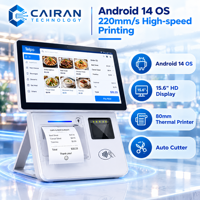 Terminal de paiement et de billetterie en libre-service Cairan 15,6 pouces, résolution 1920x1080, avec imprimante et SDK intégré, processeur Intel Core i5