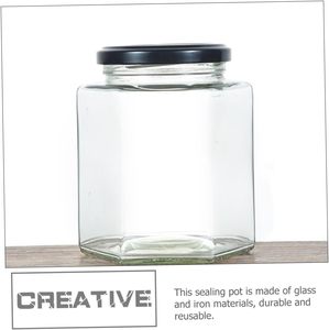 Frasco de Vidrio Hexagonal Transparente de Alta Calidad con Tapa de Hierro, Capacidades de 45ml/730ml, Personalizable con Calcomanías, para Dulces, Golosinas, Alimentos Enlatados, en Caja - Product Image 4