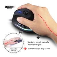 Souris de jeu verticale Souris ergonomique RGB 10000 CPI Souris filaire réglable avec boutons programmables pour ordinateur PC portable