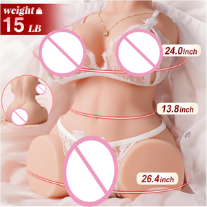 Poupée sexuelle réaliste demi-corps, masturbateur masculin, jouet pour adultes avec gros seins souples, poupée réaliste de 15 lb avec 2 canaux texturés - Product Image 1
