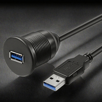 Câbles d'extension USB 3.0 pour tableau de bord de voiture, charge rapide 5A, 1m, gaine en PVC tressée, mâle vers femelle, montage encastré