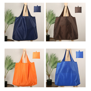 Bolsa de asas de poliéster ligera con estampado personalizado, bolsas de compras promocionales reutilizables plegables - Product Image 1