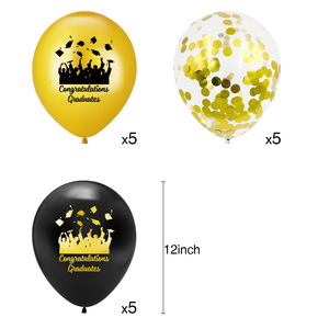 Ballons de lettres à paillettes noirs et or pour la saison des diplômes, pour féliciter les diplômés et les fêtes de remise de diplômes - Product Image 2