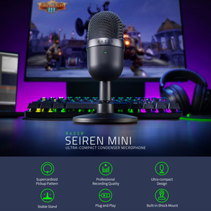 <span class=keywords><strong>Mini</strong></span> micrófono <span class=keywords><strong>Razer</strong></span> Seiren para transmisión de juegos con filtro Pop, montaje de choque y reducción de ruido, micrófono de condensador, portátil/ordenador - Product Image 2