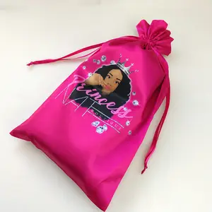 Custom Haarverlenging Verpakking Satin Bag Pouch Voor Pruiken