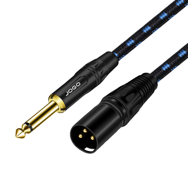 XLR Male to 1/4 Inch 6.35mm TS Mono Jack Microphone Cable Unbalanced 3 Pin XLR Male to Jack 6.35mm Cable