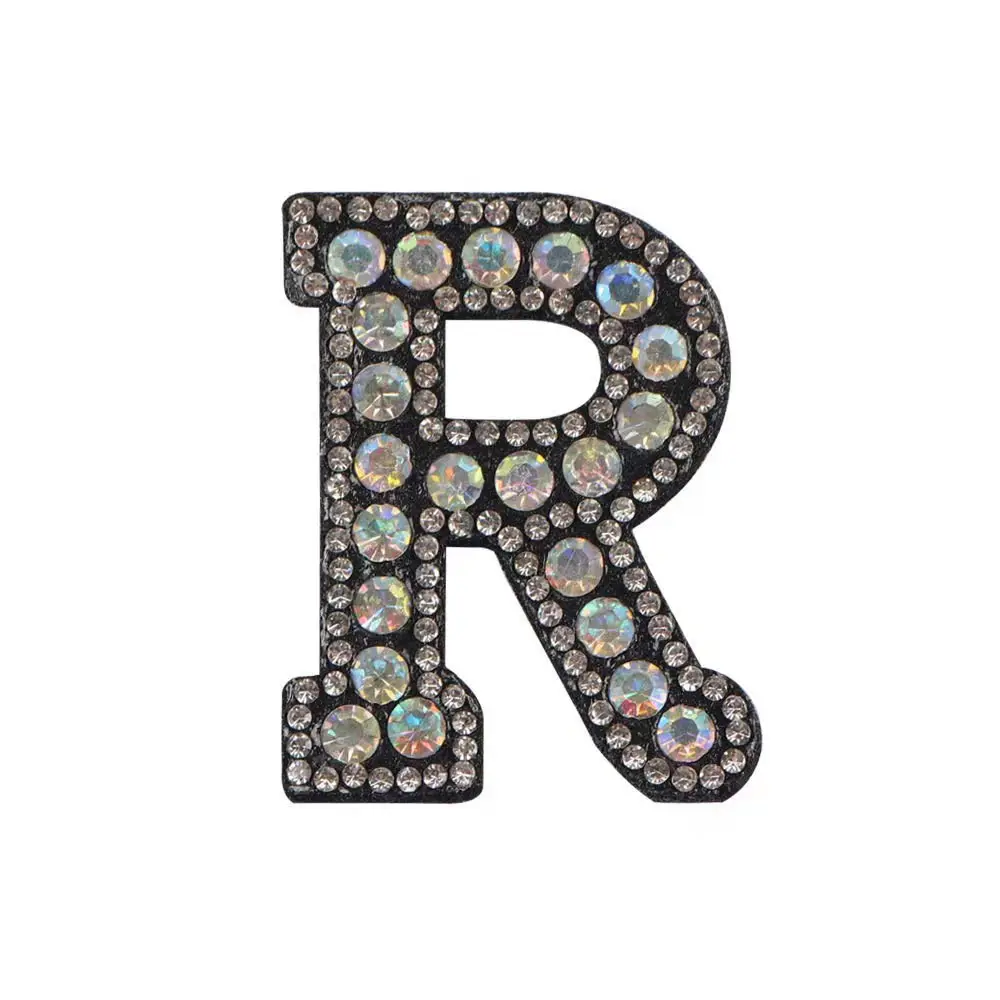 Designer Custom Iron On rhinestones Patch 26 english Letters alphabet letter Patches Applique clothing beads patches