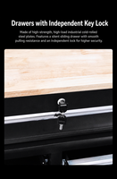 Armoire à outils robuste avec poste de travail pour l'organisation d'atelier, avec rangement multi-tiroirs, style armoire personnalisé, fourniture d'usine