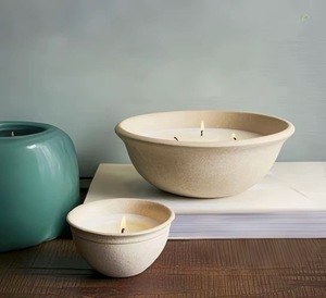 C & H Énorme récipient en argile 3 mèches en coton Bougie en ciment en béton céramique artisanale <span class=keywords><strong>imparfaite</strong></span> Grande taille Conteneur de bougie surdimensionné XL S - Product Image 3