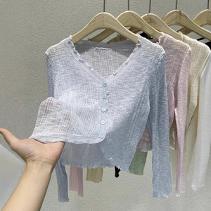 <strong>Summer</strong> <strong>White</strong> Sun protection Long Sleeved Knitted <strong>Cardigan</strong> Thin Design - Product Image 4