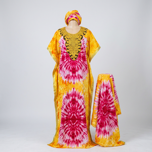 Kaftan islamique en dentelle artisanale, tie-dye, en rayonne respirante, robe longue pour femmes - Product Image 1