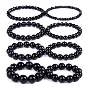 Bestone Custom <strong>Black</strong> 4mm 6mm 8mm 10mm Healing Power Natural <strong>Stone</strong> Luxury Feng Shui Yoga Obsidian Bracelet - Product Image 5