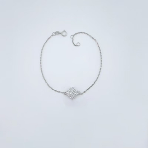 Bracelet trèfle porte-bonheur en diamant cultivé en laboratoire HPHT, platine Pt950/10k, pavé de diamants, bracelet à quatre feuilles, bijoux fins pour femmes, cadeau - Product Image 1