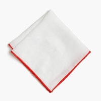 Cadeau de mariage, mode décontractée, impression personnalisée, bordure de couleur différente, mouchoir blanc roulé à la main, pochette de costume en lin de ramie