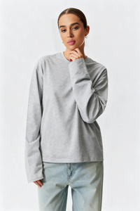 T-Shirt oversize in cotone 230G stile 100% Casual con Logo personalizzato stile t-Shirt traspirante primavera autunno t-Shirt a maniche lunghe da <span class=keywords><strong>donna</strong></span> - Product Image 2