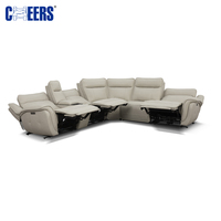 MANWAH CHEERS Modernes 5-Sitzer Elektrisches L-förmiges Ecksofa mit Liegefunktion Smart Set Leder-Sofa Wohnzimmermöbel