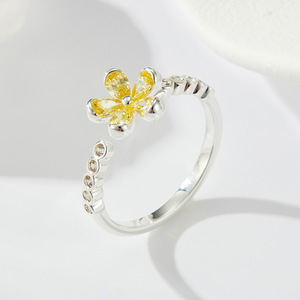 Flower <b>Open</b> <b>Ring</b> Adjustable Band Micro Pave Zircon Index Finger <b>Ring</b> Daily Wear Jewelry - Product Image 1
