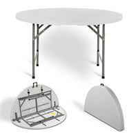 Mesa Plegable Multifuncional de Plástico de Alta Densidad (Polietileno) para Exteriores, Diámetro 1.2/1.5/1.8M, Ideal para Fiestas y Bodas, Venta al Por Mayor