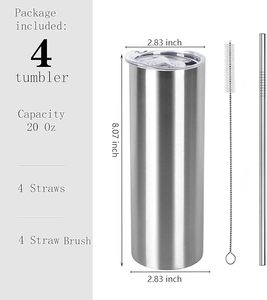 20oz Flat edge sublimation tumbler skinny insulated Sublimation tumbler Straight Cups with <b>Silicone</b> Bottom - Product Image 2