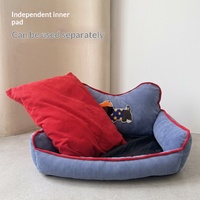 Canapé pour chat confortable et mignon, lit pour chien et chat en velours côtelé, lit douillet pour chat