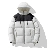 Veste d'hiver pour hommes à capuche épaisse rembourrée manteau à bulles col montant Patchwork Design Street Wear teint manteau d'hiver bouffant