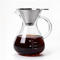 Carafe à café transparente en borosilicate de haute qualité 400ml 600ml 800ml avec filtre amovible pour le bureau
