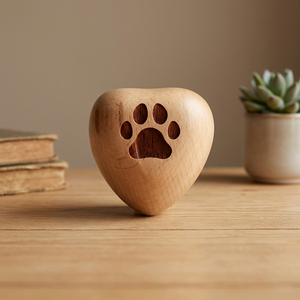Urnes funéraires personnalisées en bois de rose écologiques et artisanales en forme de cœur pour les cendres d'animaux (taille et forme personnalisables) - Product Image 3