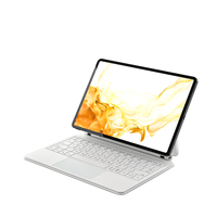 Casing kulit pelindung magnetis, casing kulit pelindung magnetis dengan Keyboard nirkabel, lampu latar sentuh mengambang untuk Samsung Tab S7 Plus S8 Plus S7 FE S9 Plus