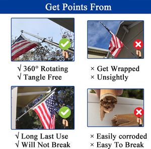 Cờ cực Kit 6 ft, cờ cực với khung, nặng thép không gỉ vườn Cột cờ, nhà, thương mại, ngoài trời treo tường Cột cờ - Product Image 5